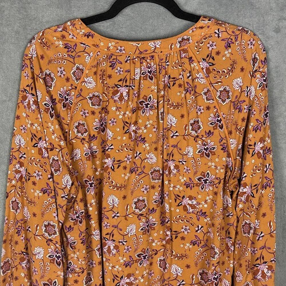 J Jill Top Womens Large Brown Floral Button Down Long Sleeve Preppy Career Boho - Picture 4 of 12